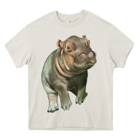 Cream baby hippo Heavy Core Tee - LillyAllenDesigns