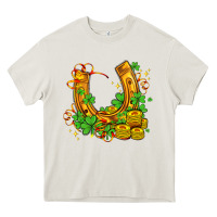 Cream horseshoe with shamrocks and coin Heavy Core Tee - AdoDesignShop