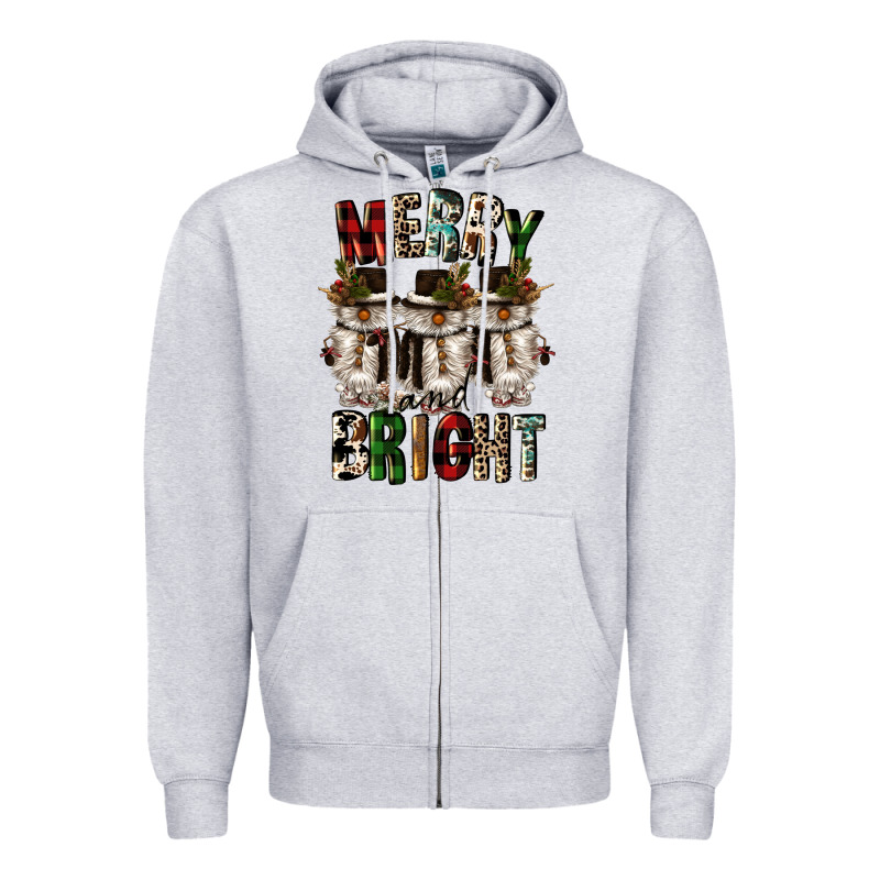Merry And Bright Zipper Hoodie by CowGirlArtShop | Teevron