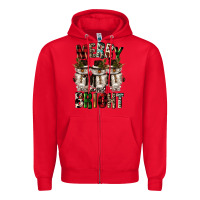 Red merry and bright Zipper Hoodie - CowGirlArtShop