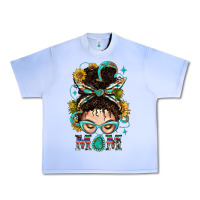 Grape Ice Western Messy Bun Mom With Sunflower Urban Heavy Tee - BundleAndBundleShop