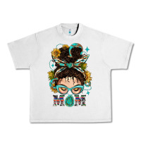 Lunar Rock Western Messy Bun Mom With Sunflower Urban Heavy Tee - BundleAndBundleShop