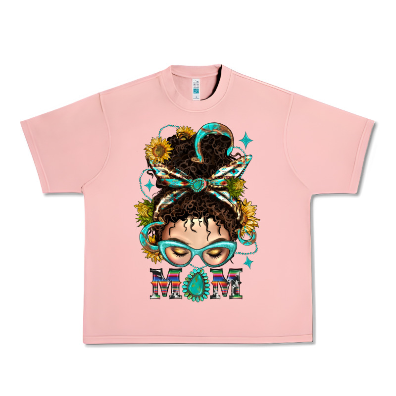 Western Messy Bun Mom With Sunflower Urban Heavy Tee by BundleAndBundleShop | Teevron