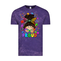 Cloud Purple LGBTQ+ Messy Bun With Colorful Stars Vintage Tee - BundleAndBundleShop