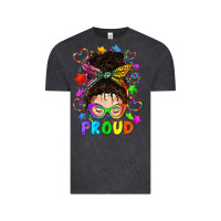 Vintage Black LGBTQ+ Messy Bun With Colorful Stars Vintage Tee - BundleAndBundleShop