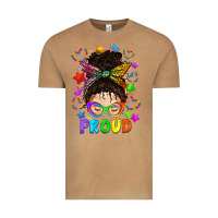 Vintage Camel LGBTQ+ Messy Bun With Colorful Stars Vintage Tee - BundleAndBundleShop