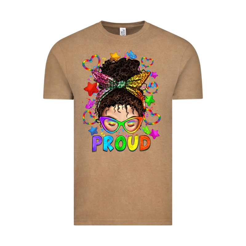 Lgbtq+ Messy Bun With Colorful Stars Vintage Tee by BundleAndBundleShop | Teevron