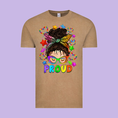 Lgbtq+ Messy Bun With Colorful Stars Vintage Tee Designed By Bundleandbundleshop
