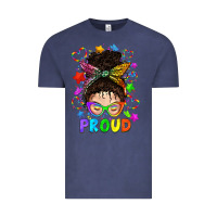 Vintage Denim LGBTQ+ Messy Bun With Colorful Stars Vintage Tee - BundleAndBundleShop