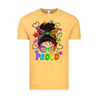 Vintage Mustard LGBTQ+ Messy Bun With Colorful Stars Vintage Tee - BundleAndBundleShop