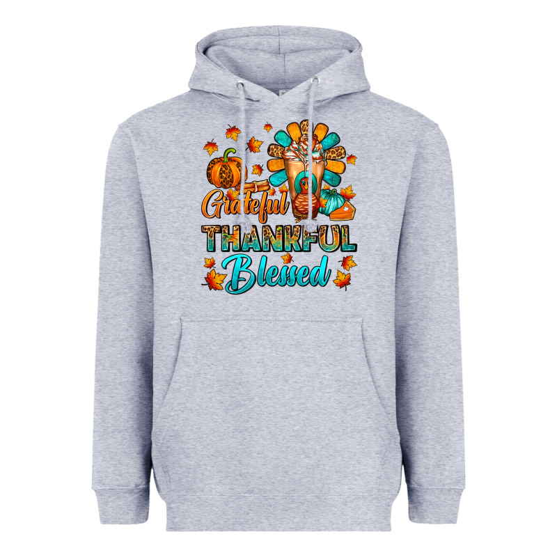 Grateful Thankful Blessed Thanksgiving Cold Drink Heavyweight Hoodie by FaDigitalArtStudio | Teevron