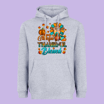 Grateful Thankful Blessed Thanksgiving Cold Drink Heavyweight Hoodie Designed By Fadigitalartstudio