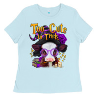 Baby Blue too cute to trick halloween baby calf Ladies Tee - Jasminsmagicworld