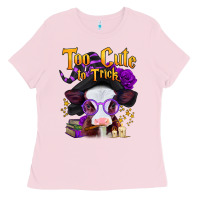 Bubblegum Pink too cute to trick halloween baby calf Ladies Tee - Jasminsmagicworld