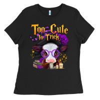 Black too cute to trick halloween baby calf Ladies Tee - Jasminsmagicworld
