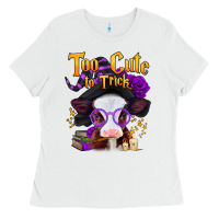 White too cute to trick halloween baby calf Ladies Tee - Jasminsmagicworld
