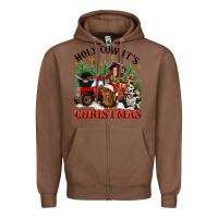 Chestnut holy cow its christmas Zipper Hoodie - CowGirlArtShop