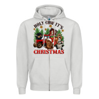 Dove Grey holy cow its christmas Zipper Hoodie - CowGirlArtShop