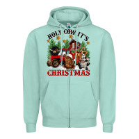 Seafoam holy cow its christmas Zipper Hoodie - CowGirlArtShop