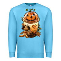Ocean Blue Halloween Jack O Lantern Bobba Cup Premium Sweatshirt - FaDigitalArtStudio
