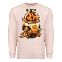 Pale Pink Halloween Jack O Lantern Bobba Cup Premium Sweatshirt - FaDigitalArtStudio