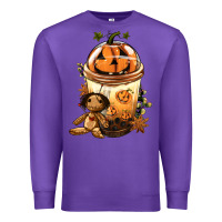 Purple Halloween Jack O Lantern Bobba Cup Premium Sweatshirt - FaDigitalArtStudio