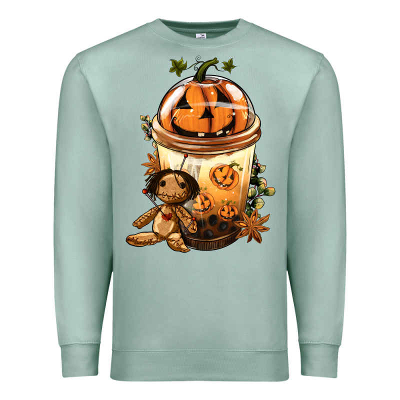 Halloween Jack O Lantern Bobba Cup Premium Sweatshirt by FaDigitalArtStudio | Teevron
