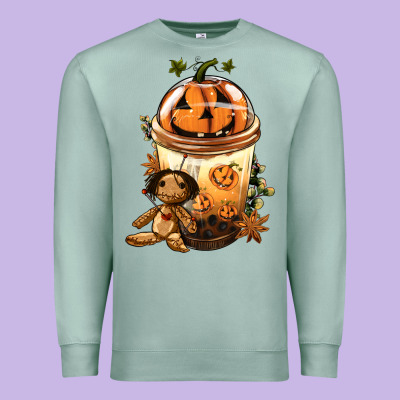 Halloween Jack O Lantern Bobba Cup Premium Sweatshirt Designed By Fadigitalartstudio
