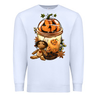 White Halloween Jack O Lantern Bobba Cup Premium Sweatshirt - FaDigitalArtStudio