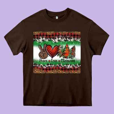 Peace Love Christmas Trees Heavy Core Tee Designed By Jasminsmagicworld