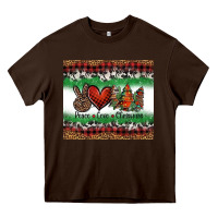 Chocolate Brown Peace Love Christmas Trees Heavy Core Tee - Jasminsmagicworld