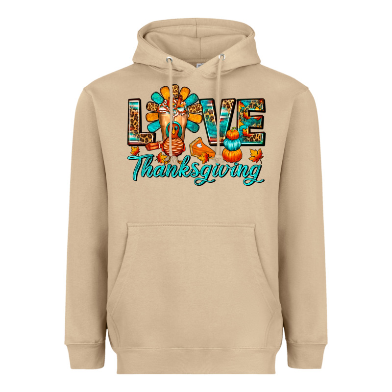 Love Thanksgiving Gobble And Frappe Heavyweight Hoodie by FaDigitalArtStudio | Teevron