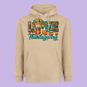 Love Thanksgiving Gobble And Frappe Heavyweight Hoodie Designed By Fadigitalartstudio