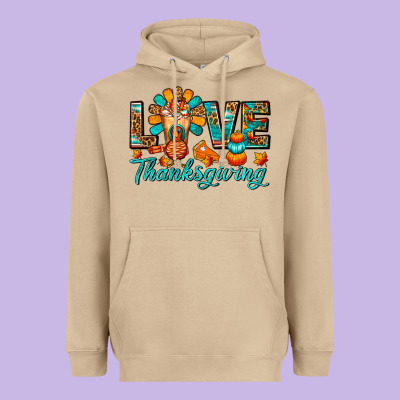 Love Thanksgiving Gobble And Frappe Heavyweight Hoodie Designed By Fadigitalartstudio