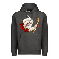 Charcoal Heather cupid cat Premium Hoodie - OliviaCreatesArt