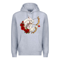 Heather Grey cupid cat Premium Hoodie - OliviaCreatesArt