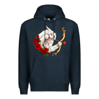 Navy cupid cat Premium Hoodie - OliviaCreatesArt