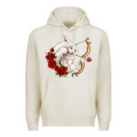 Oatmeal Heather cupid cat Premium Hoodie - OliviaCreatesArt