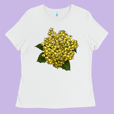 Oregon Grape Flower Illustrations Ladies Tee Designed By Lillyallendesigns