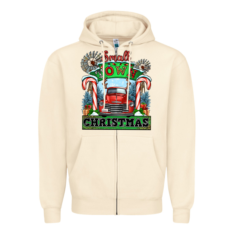 Small Town Christmas Zipper Hoodie by CowGirlArtShop | Teevron