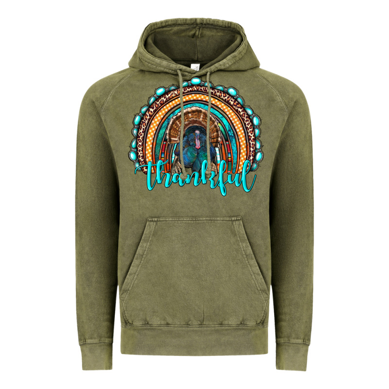 Western Thanksgiving Rainbow With Turkey Vintage Hoodie by RanaPortraitStore | Teevron