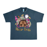 Midnight Navy Hair Boss Afro Messy Bun With Money Bbs Urban Heavy Tee - BundleAndBundleShop