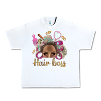 White Hair Boss Afro Messy Bun With Money Bbs Urban Heavy Tee - BundleAndBundleShop