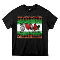 Black Peace Love Christmas Trees Heavy Core Tee - Jasminsmagicworld