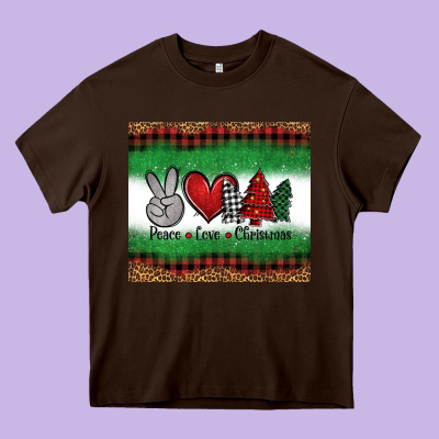 Peace Love Christmas Trees Heavy Core Tee Designed By Jasminsmagicworld