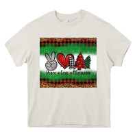 Cream Peace Love Christmas Trees Heavy Core Tee - Jasminsmagicworld