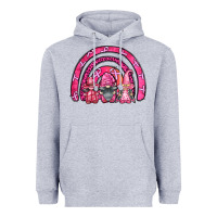 Heather Grey breast cancer rainbow gnomes Heavyweight Hoodie - FaDigitalArtStudio