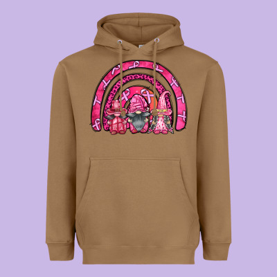 Breast Cancer Rainbow Gnomes Heavyweight Hoodie Designed By Fadigitalartstudio