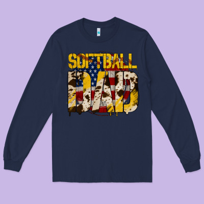 American Softball Dad Long Sleeve Tee Designed By Bettercallsaul
