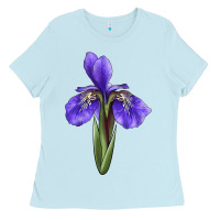 Baby Blue Iris Flower Illustrations Ladies Tee - LillyAllenDesigns